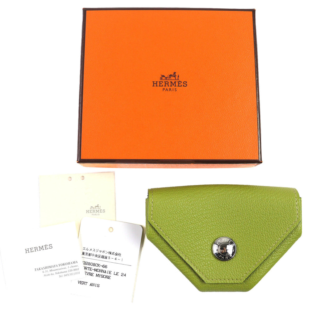 HERMES Le Vingt-Quatre 24 Chevre leather wallet in Vert Anise (anise green) w... - Picture 2 of 9